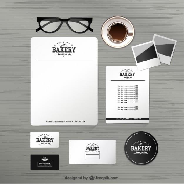 Free vector bakery identity mock-up