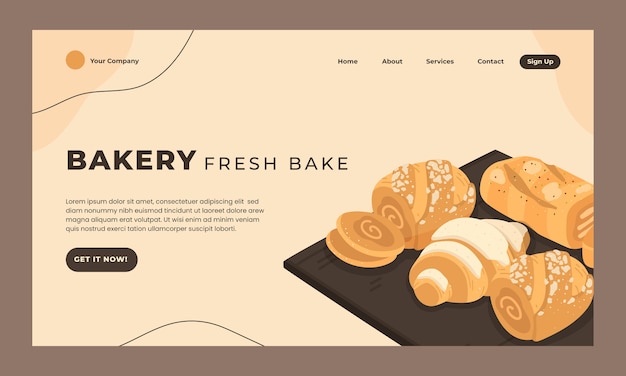 Free Vector bakery landing page template