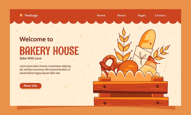 Free Vector bakery  products landing page template