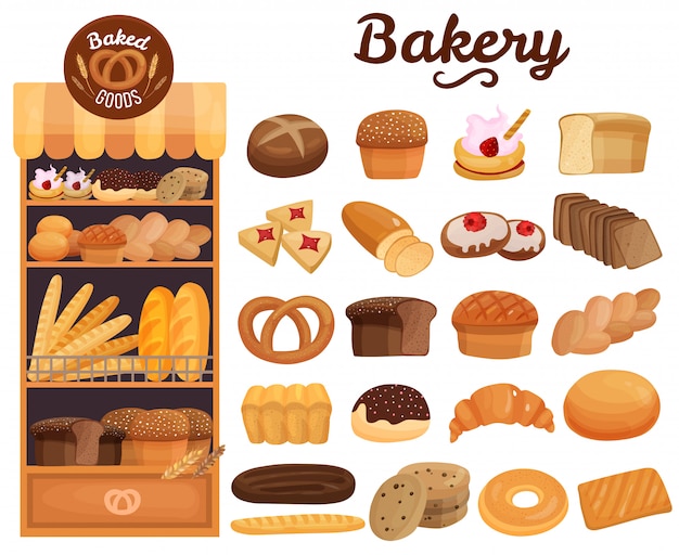 Free vector bakery products set