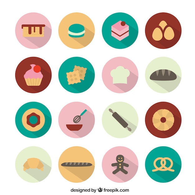 Bakery round icons 