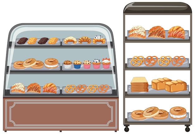 Free vector bakery showcase with pastry products