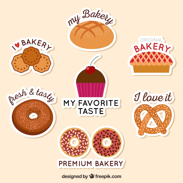 Bakery stickers collection in flat style