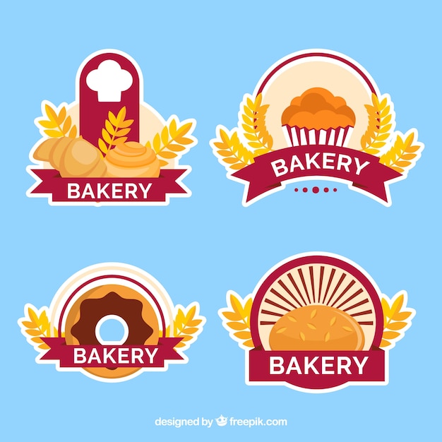 Bakery stickers collection in flat style