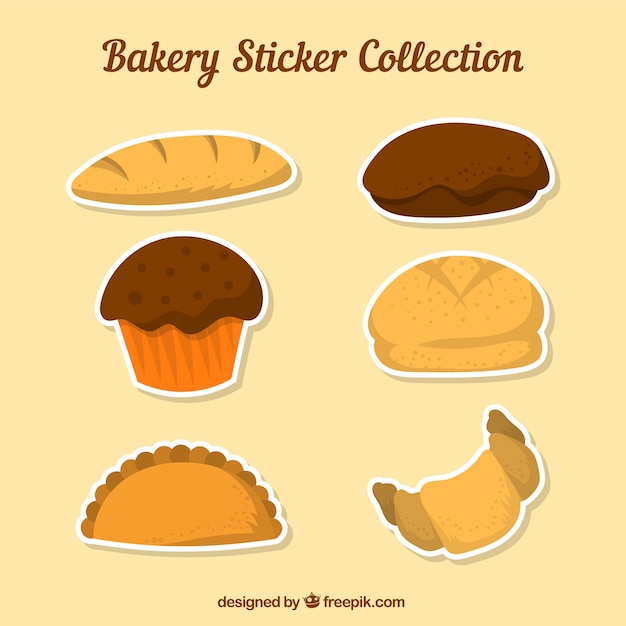 Bakery stickers collection with sweets and bread