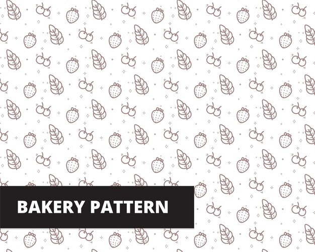 Bakery wheat strawberry hand drawn doodle seamless pattern