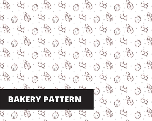 Bakery wheat strawberry hand drawn doodle seamless pattern