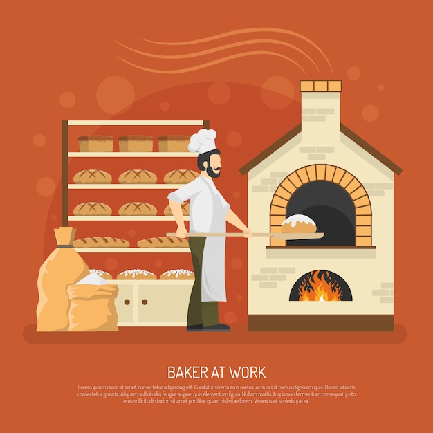 Free Vector bakery work illustration