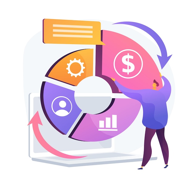 Free Vector balanced business scorecard. coherent project, harmonious company development, optimized workflow. skillful business management expert. vector isolated concept metaphor illustration