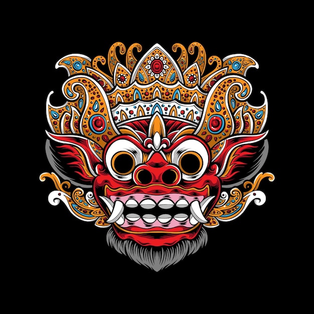 Balinese barong mask  illustration