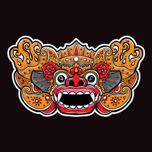 Free Vector balinese barong mask illustration