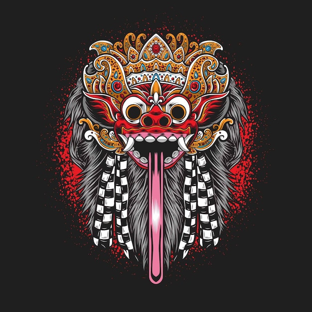 Free Vector balinese barong mask isolated on black