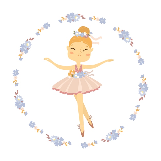 Free Vector ballerina in a wreath of flowers