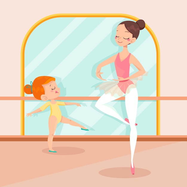 Ballet dancers at class illustration