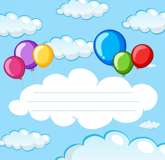 Free vector balloon on sky note template