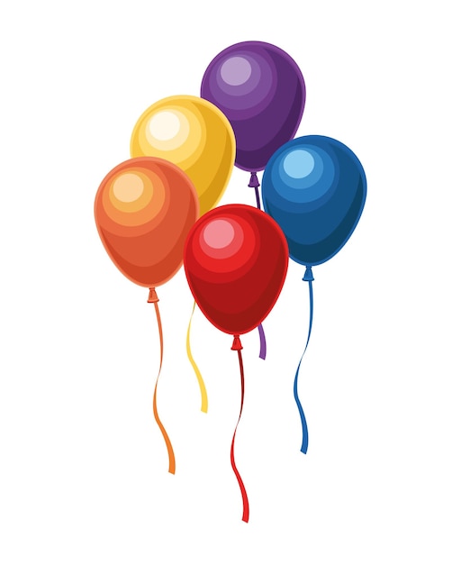 Free Vector balloons helium floating decorative icon