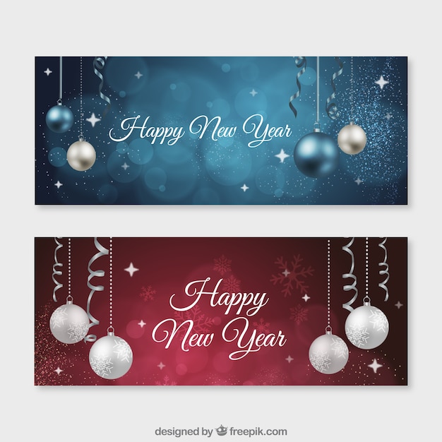 Free Vector balls happy new year banners