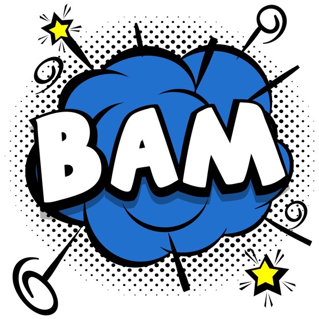 Bam Comic bright template with speech bubbles on colorful frames