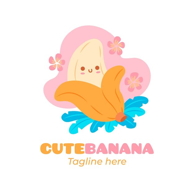 Banana character logo template