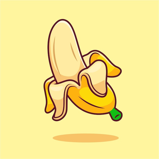 Banana Fruit Floating Cartoon Vector Icon Illustration Food Fruit Icon Concept Isolated Flat Vector