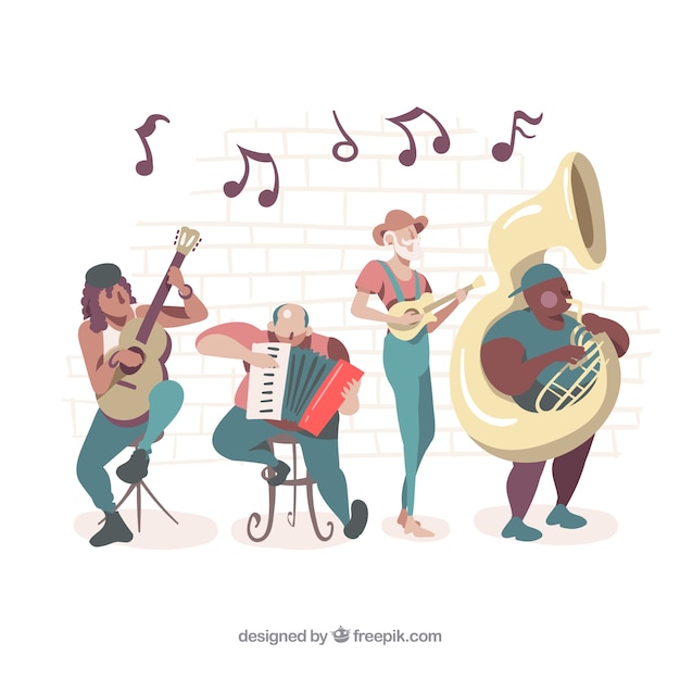 Free Vector band illustration playing instruments