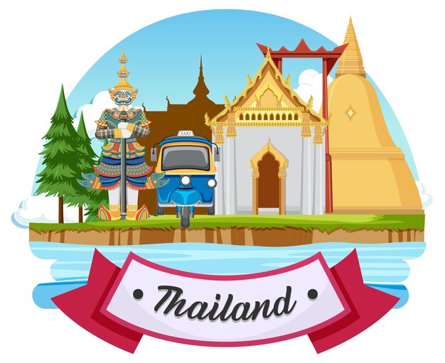 Bangkok Thailand Landmark Logo Banner