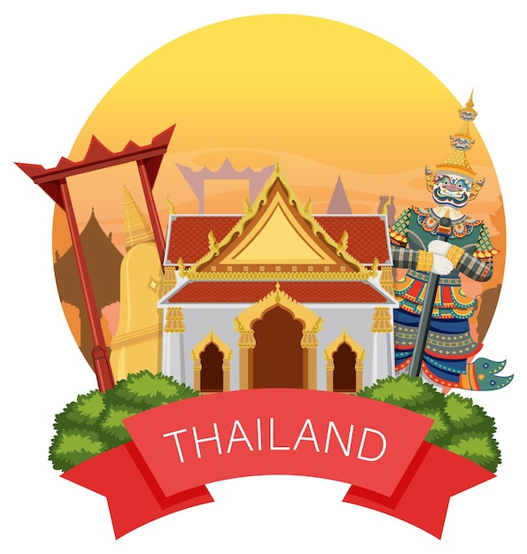 Bangkok Thailand Landmark Logo Banner