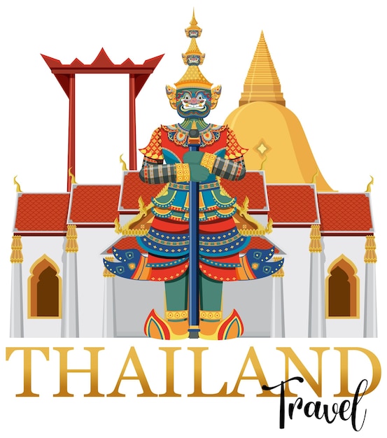 Free Vector bangkok thailand landmark logo banner