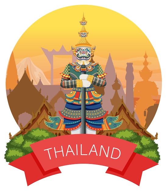 Free Vector bangkok thailand landmark logo banner