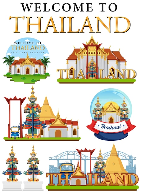 Free Vector bangkok thailand landmark logo banner