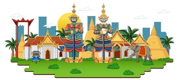 Bangkok Thailand With Landmarks