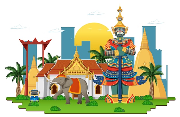 Bangkok Thailand With Landmarks