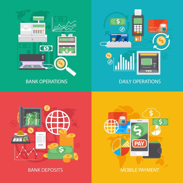 Bank equipments and payments compositions set