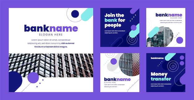 Free Vector bank and finance instagram posts collection