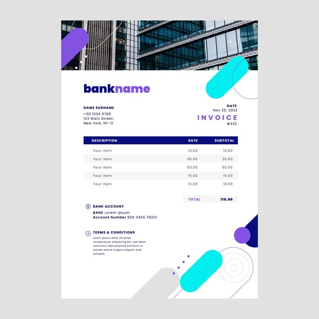 Bank and finance invoice template