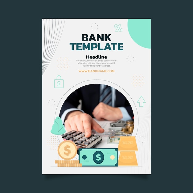 Free vector bank and finance vertical poster template