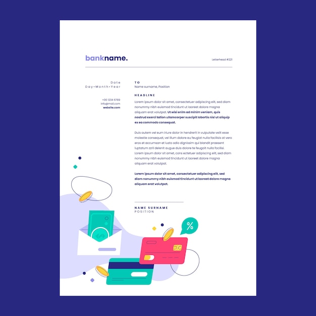 Bank service concept letterhead template