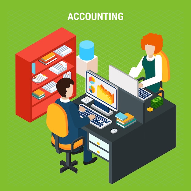 Banking Accounting Isometric Composition