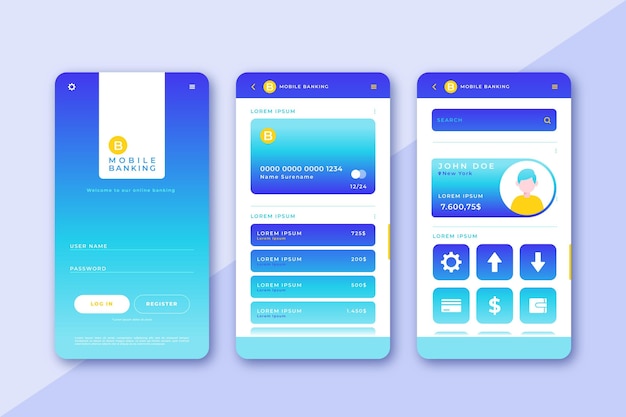 Free Vector banking app interface pack