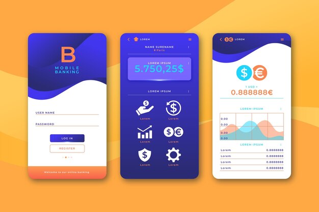 Banking app interface pack