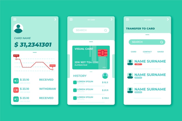 Banking app interface set