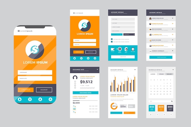 Banking app interface set