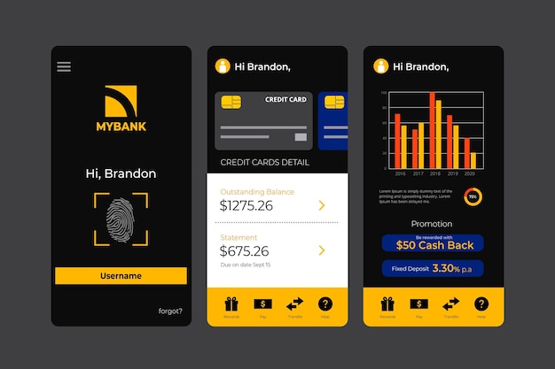 Free Vector banking app interface