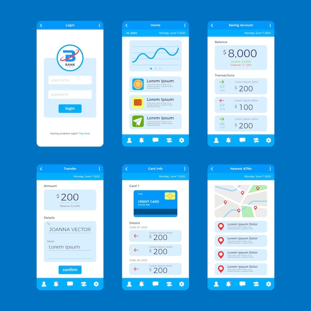 Free Vector banking app interface