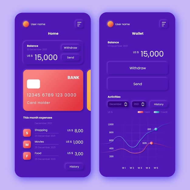 Free Vector banking app interface