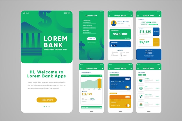 Banking and transaction app interface