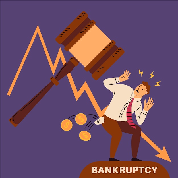 Bankruptcy concept with man and gavel