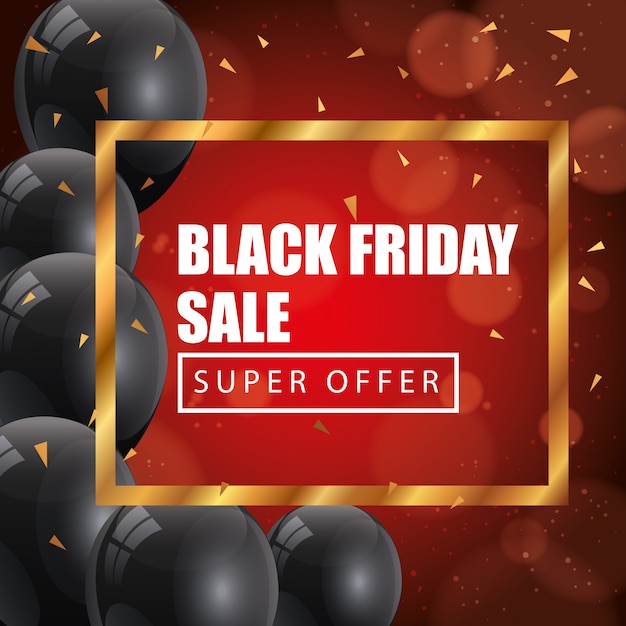 banner black friday poster with super offer lettering   