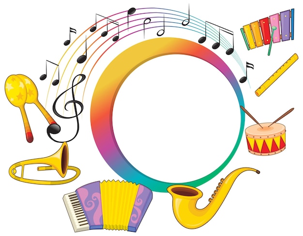 Free Vector banner music instrument with music notes on white background