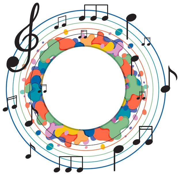 Free Vector banner music notes colourful on white background